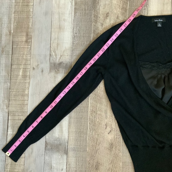 Anthropologie Lea & Viola NWOT Black Wool Front Wrap Lace Camisole Swea… - Picture 12 of 12